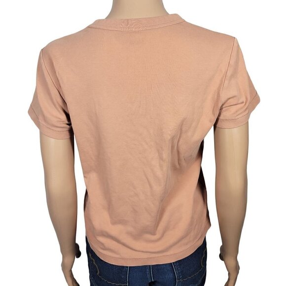 Uniqlo Women's 100% Cotton Soft Short Sleeve Nude/Peach Staple Shirt Size S - Picture 7 of 10